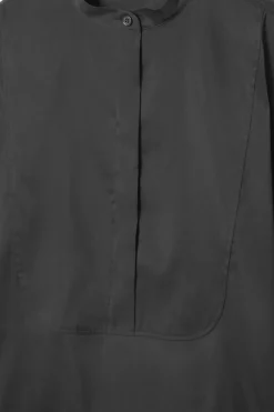 Best COS SHEER SILK TUXEDO SHIRT BLACK