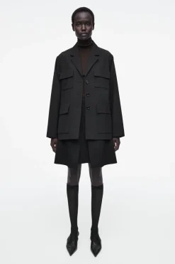 Sale COS SHEER-PANEL KNEE-HIGH SOCKS BLACK