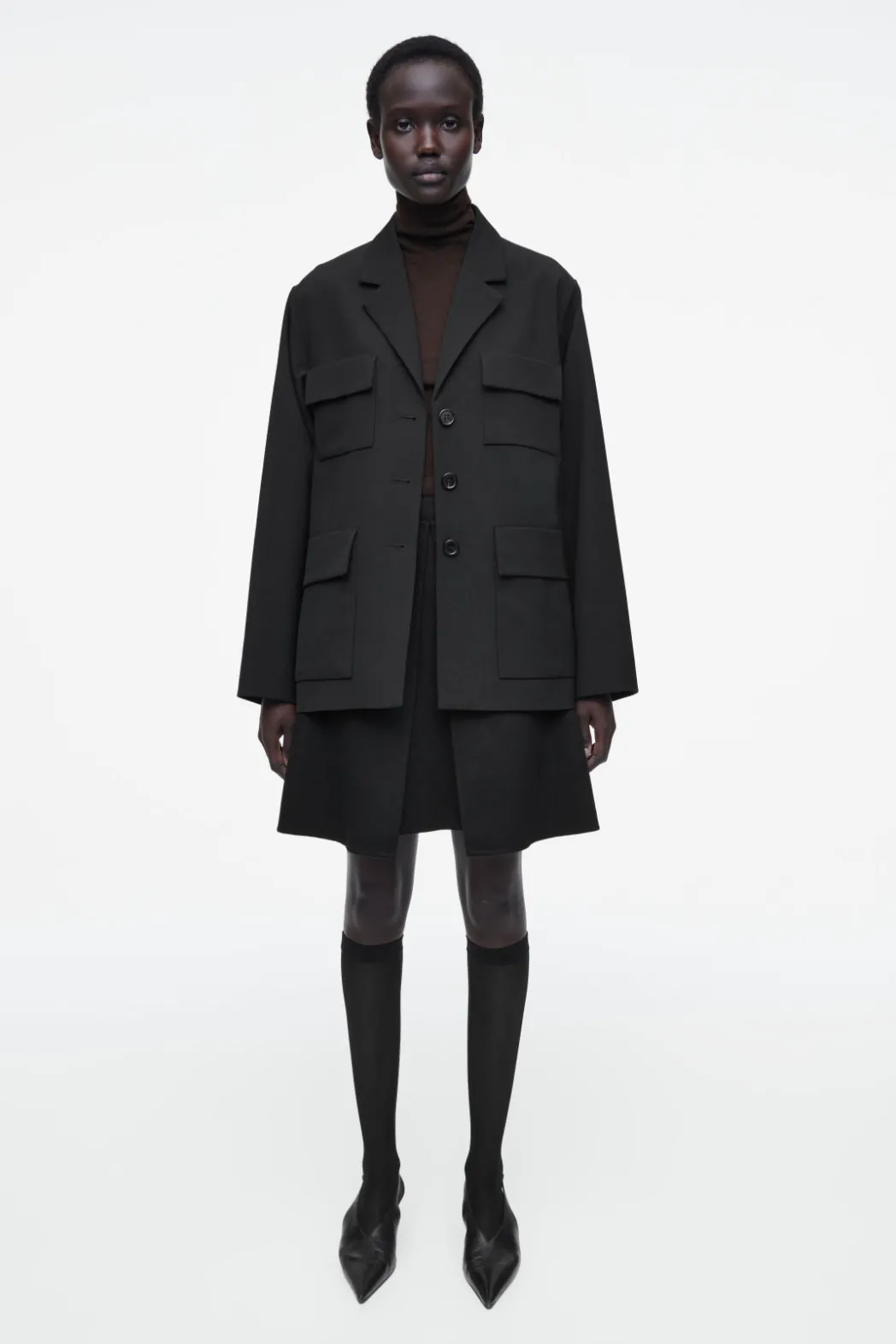 Sale COS SHEER-PANEL KNEE-HIGH SOCKS BLACK