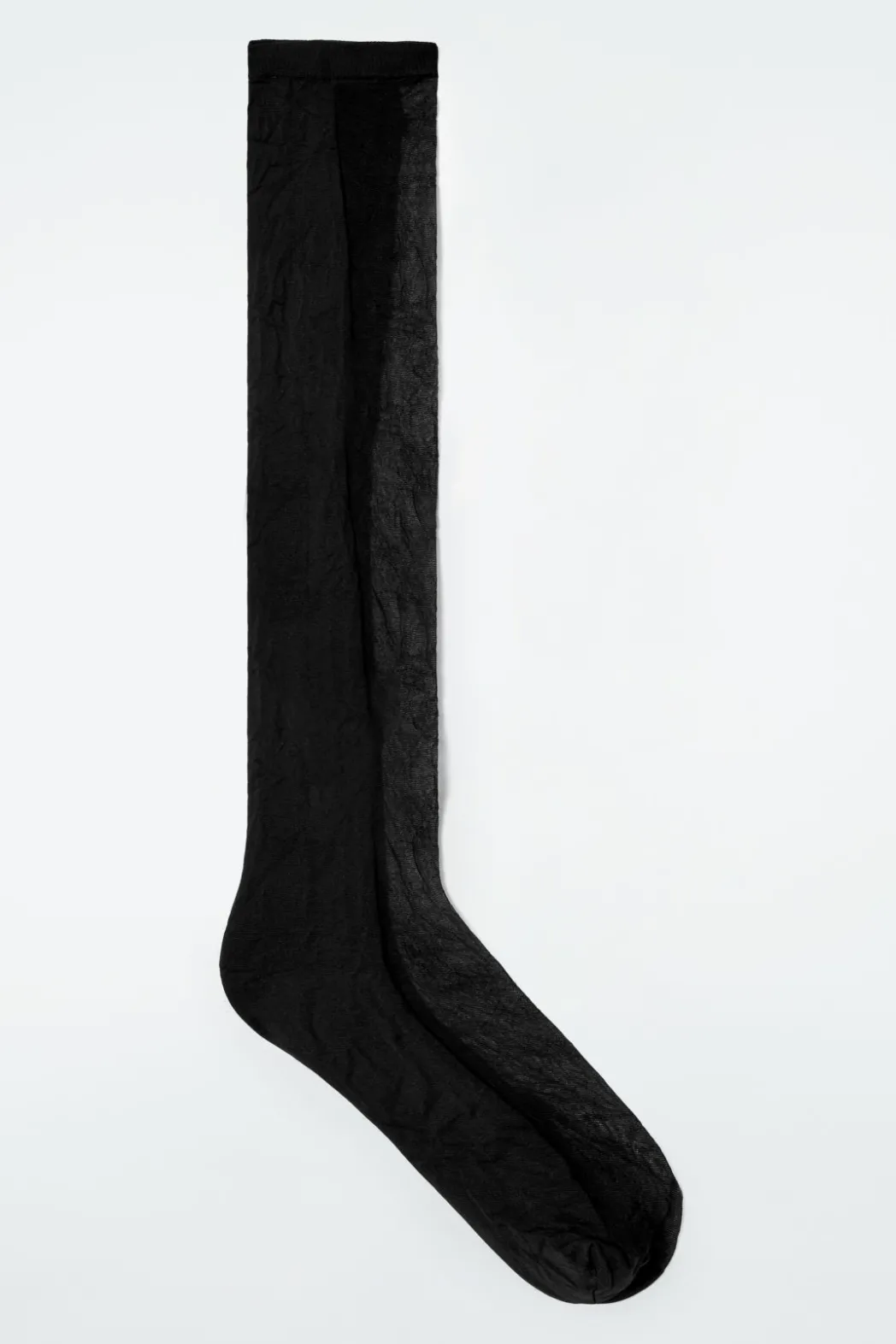 Sale COS SHEER-PANEL KNEE-HIGH SOCKS BLACK