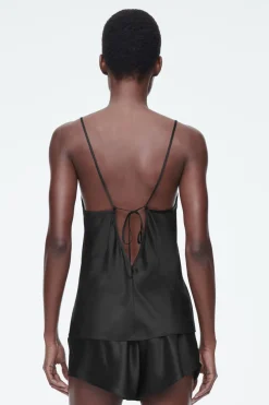 Hot COS SHEER-PANEL SILK CAMI TOP BLACK