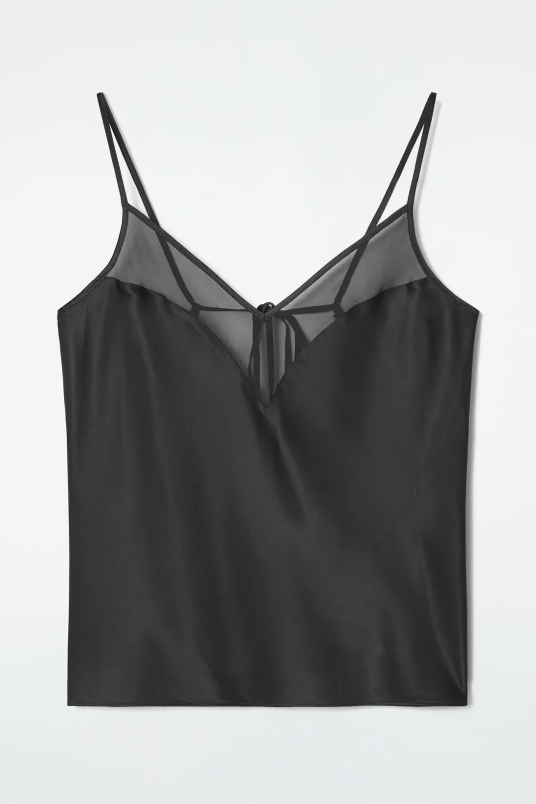 Hot COS SHEER-PANEL SILK CAMI TOP BLACK
