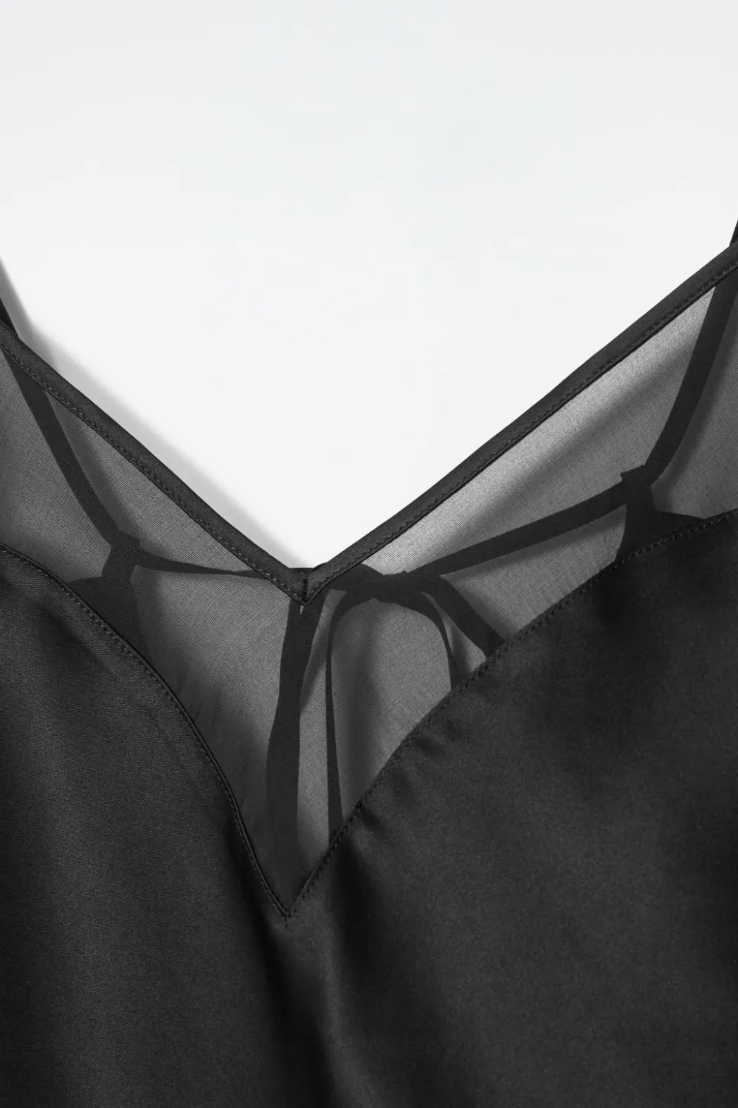 Hot COS SHEER-PANEL SILK CAMI TOP BLACK
