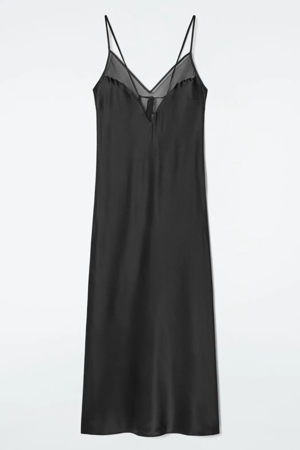 Best COS SHEER-PANEL SILK SLIP DRESS BLACK