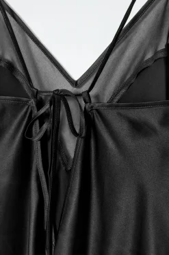 Best COS SHEER-PANEL SILK SLIP DRESS BLACK