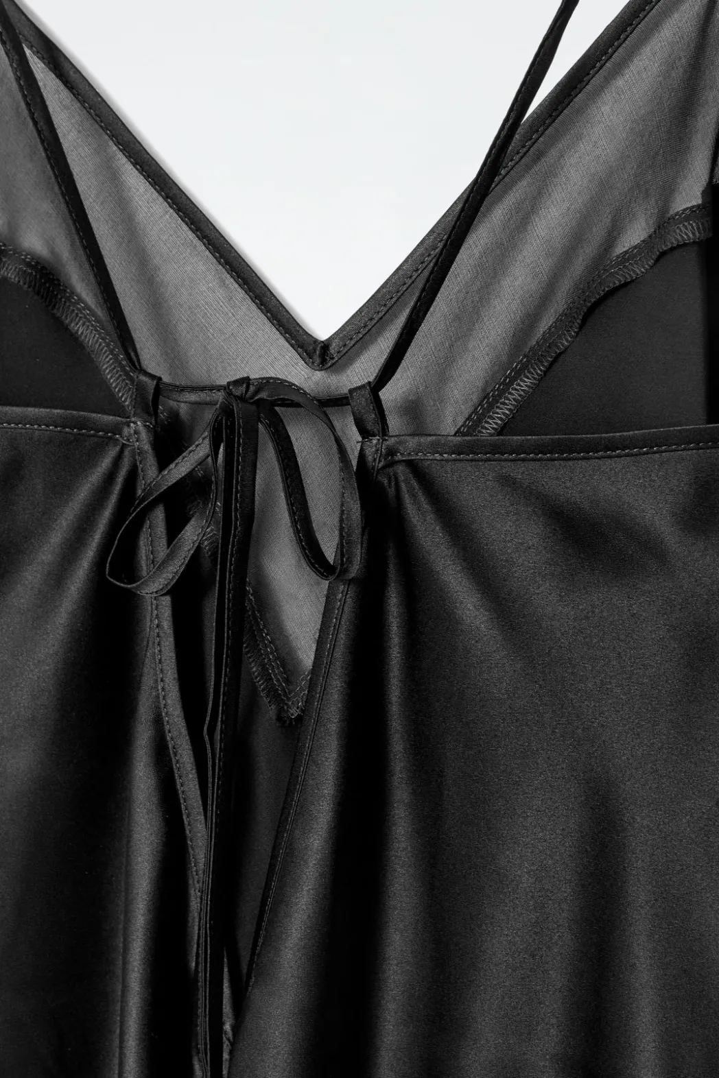 Best COS SHEER-PANEL SILK SLIP DRESS BLACK