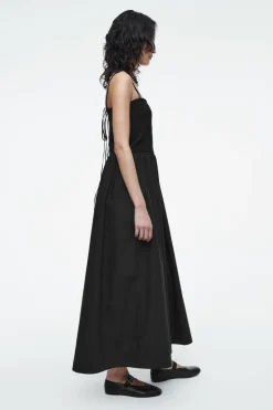 Sale COS SHIRRED MIDI DRESS BLACK