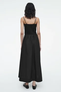 Sale COS SHIRRED MIDI DRESS BLACK