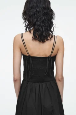 Sale COS SHIRRED MIDI DRESS BLACK