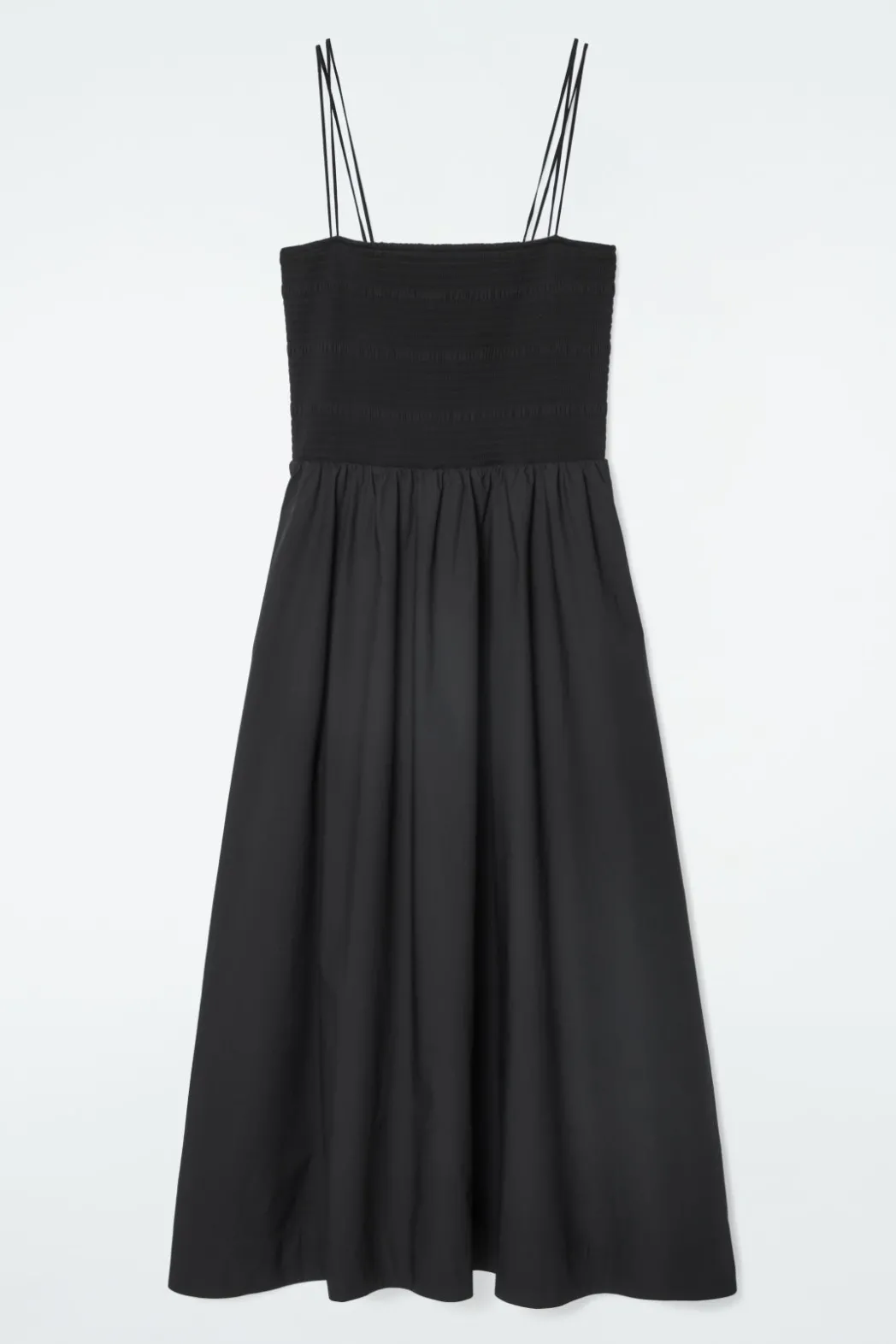 Sale COS SHIRRED MIDI DRESS BLACK