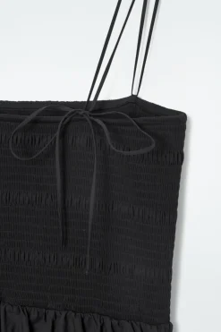 Sale COS SHIRRED MIDI DRESS BLACK