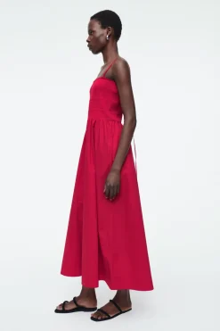 Discount COS SHIR MIDI DRESS RED