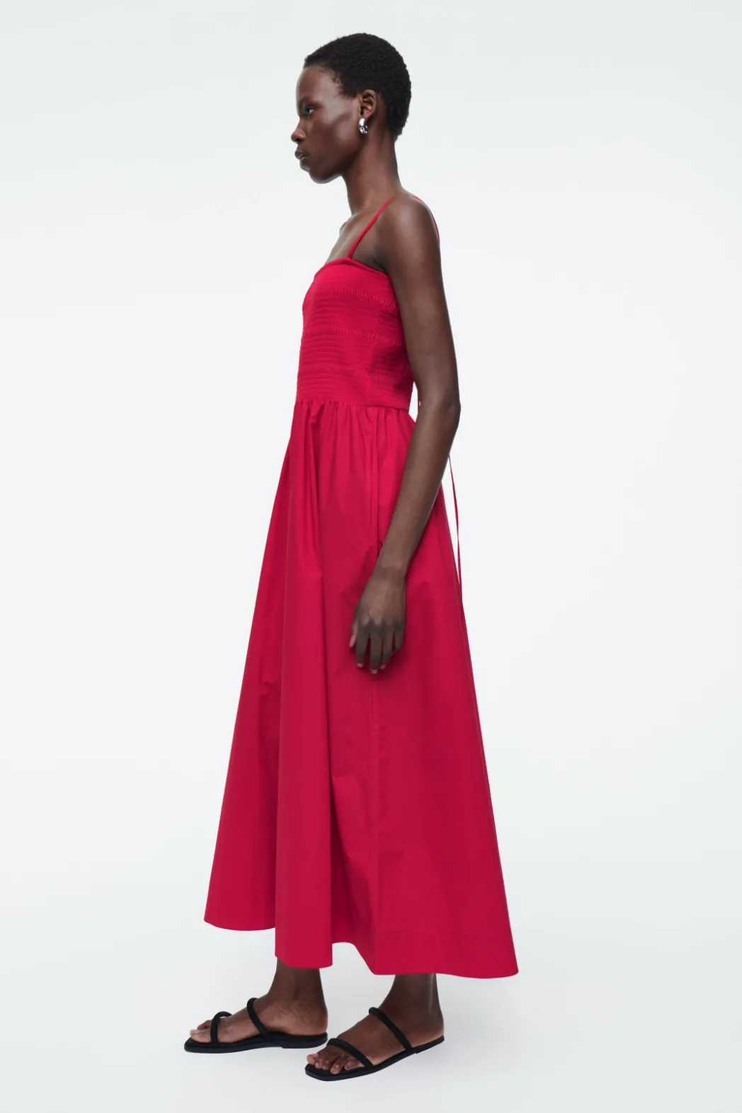 Discount COS SHIR MIDI DRESS RED