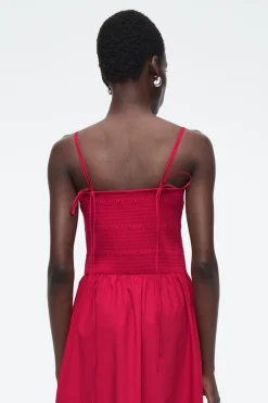 Discount COS SHIR MIDI DRESS RED