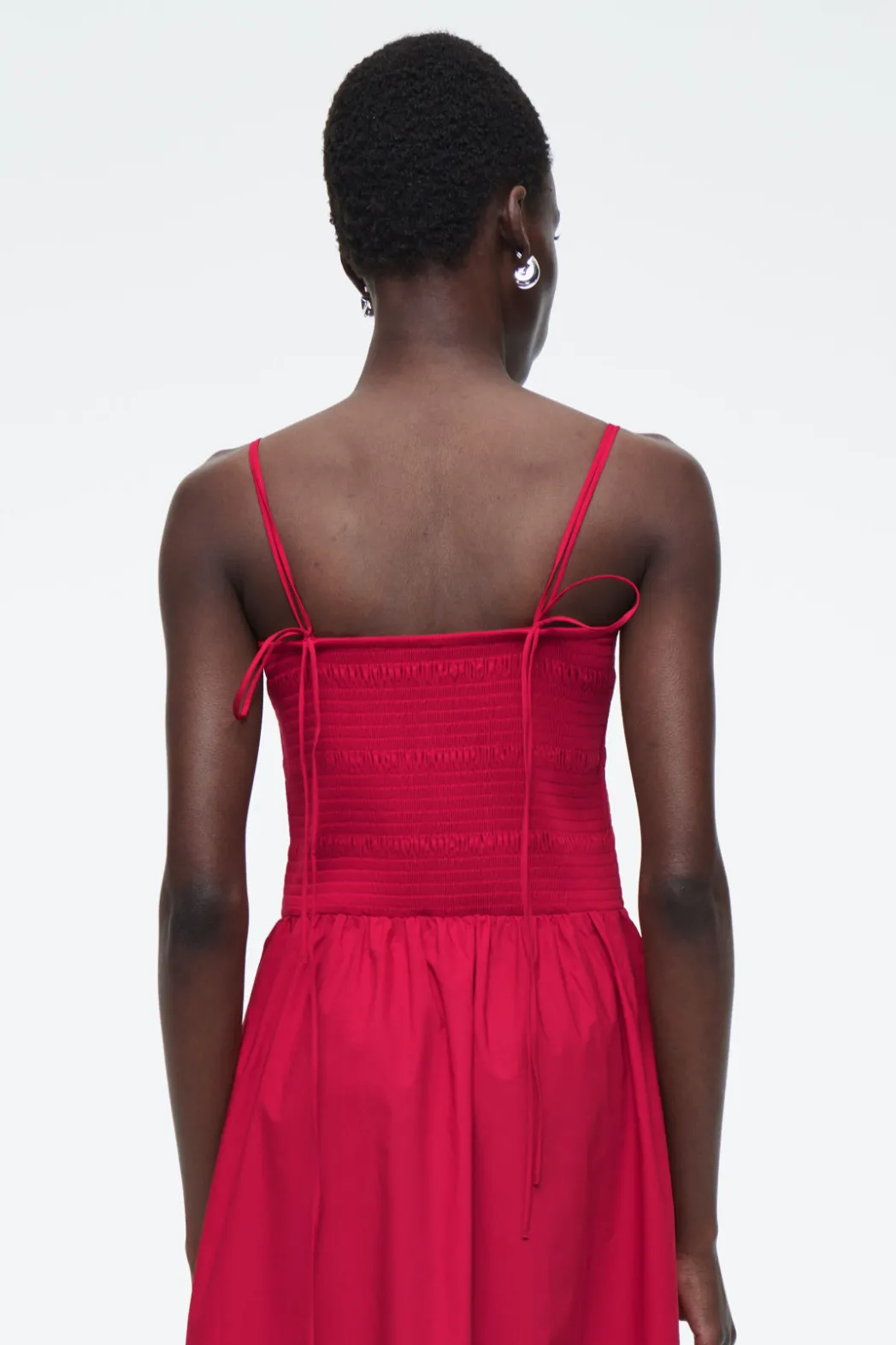 Discount COS SHIR MIDI DRESS RED