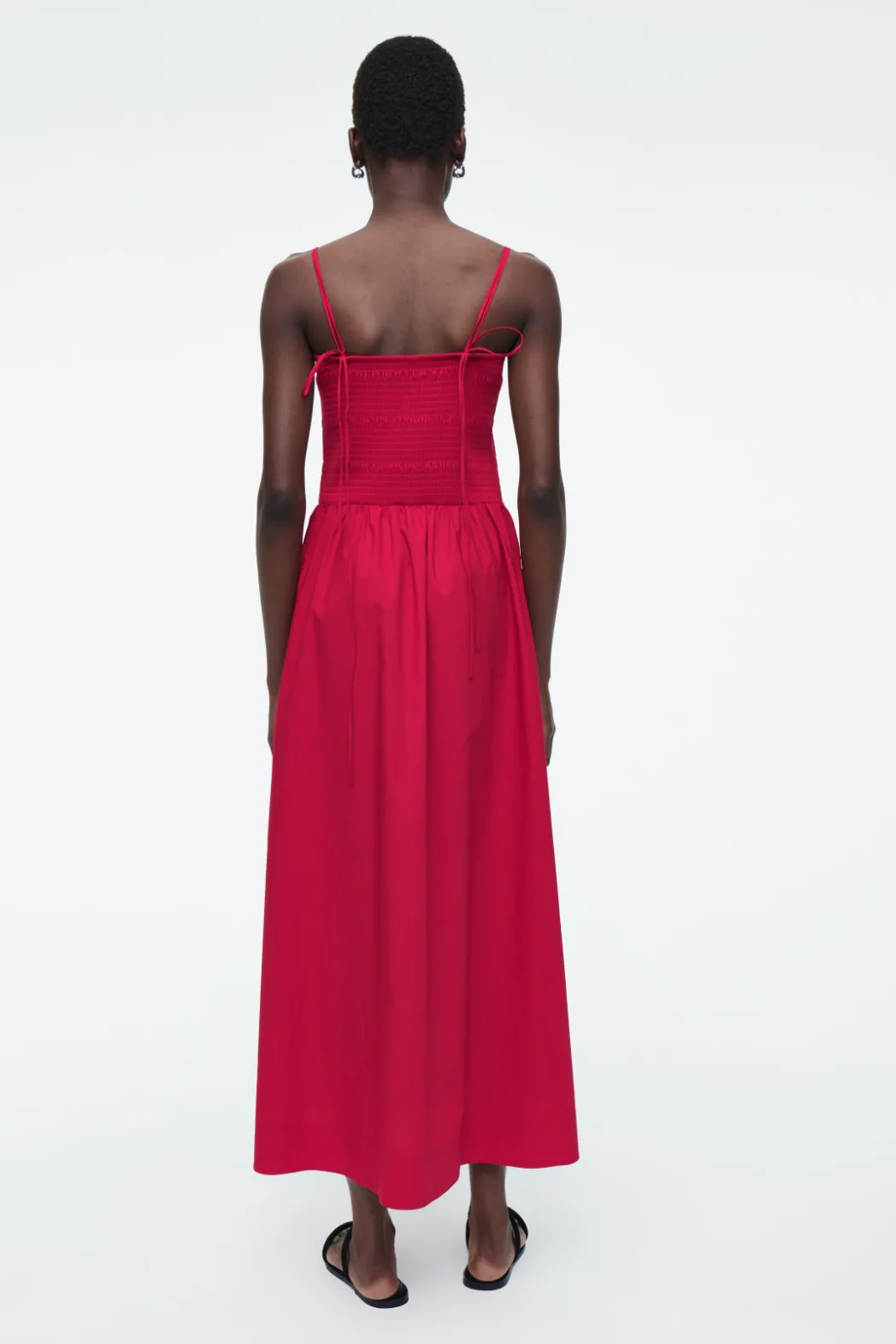 Discount COS SHIR MIDI DRESS RED