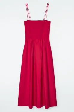 Discount COS SHIR MIDI DRESS RED