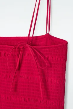 Discount COS SHIR MIDI DRESS RED