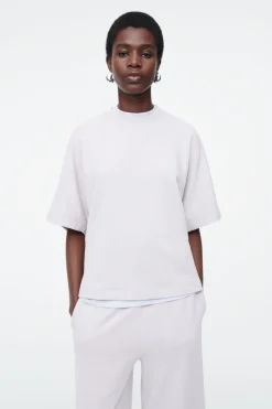 Discount COS SHORT-SLEEVED JERSEY SWEATSHIRT LILAC