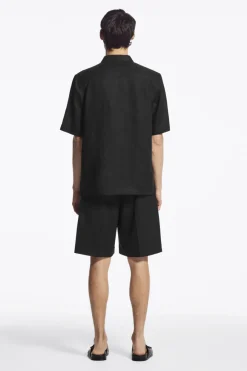 New COS SHORT-SLEEVED LINEN SHIRT BLACK