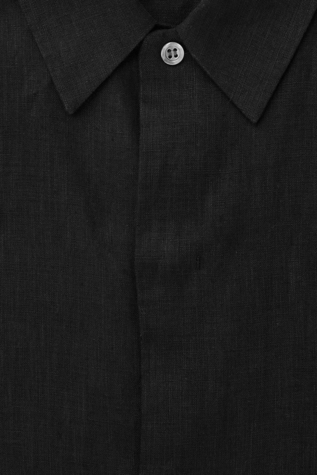 New COS SHORT-SLEEVED LINEN SHIRT BLACK