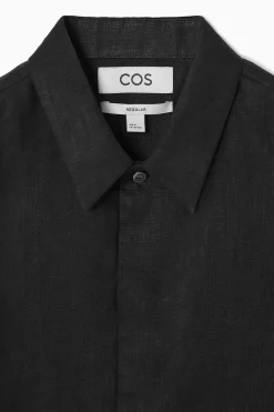New COS SHORT-SLEEVED LINEN SHIRT BLACK