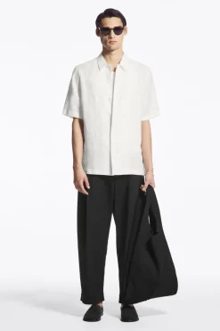 Outlet COS SHORT-SLEEVED LINEN SHIRT WHITE