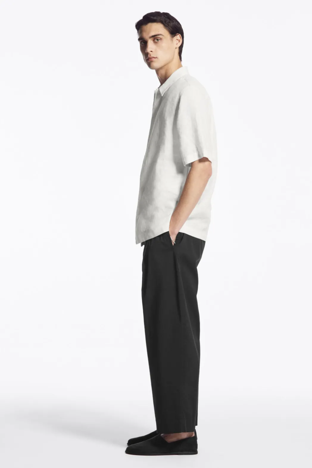Outlet COS SHORT-SLEEVED LINEN SHIRT WHITE