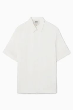 Outlet COS SHORT-SLEEVED LINEN SHIRT WHITE