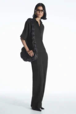 Online COS SHORT-SLEEVED LINEN SHIRT BLACK