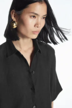 Online COS SHORT-SLEEVED LINEN SHIRT BLACK