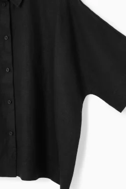 Online COS SHORT-SLEEVED LINEN SHIRT BLACK
