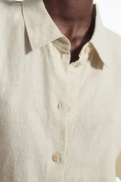 Sale COS SHORT-SLEEVED LINEN SHIRT STONE