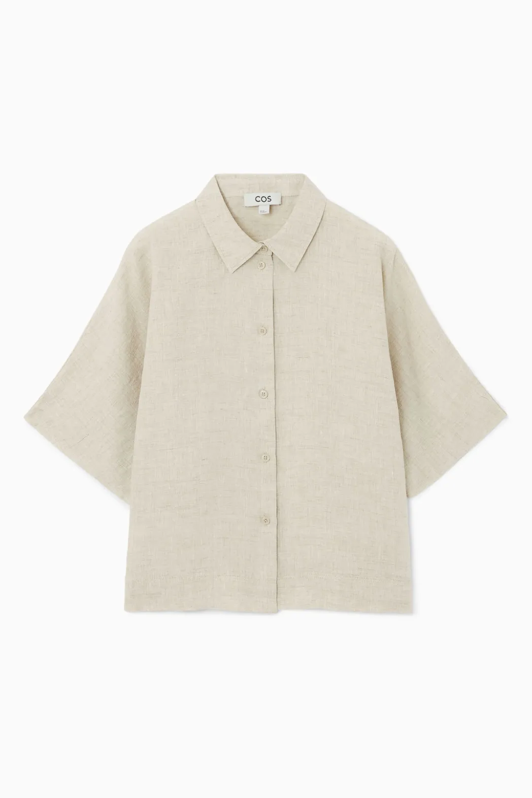 Sale COS SHORT-SLEEVED LINEN SHIRT STONE