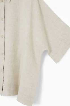 Sale COS SHORT-SLEEVED LINEN SHIRT STONE
