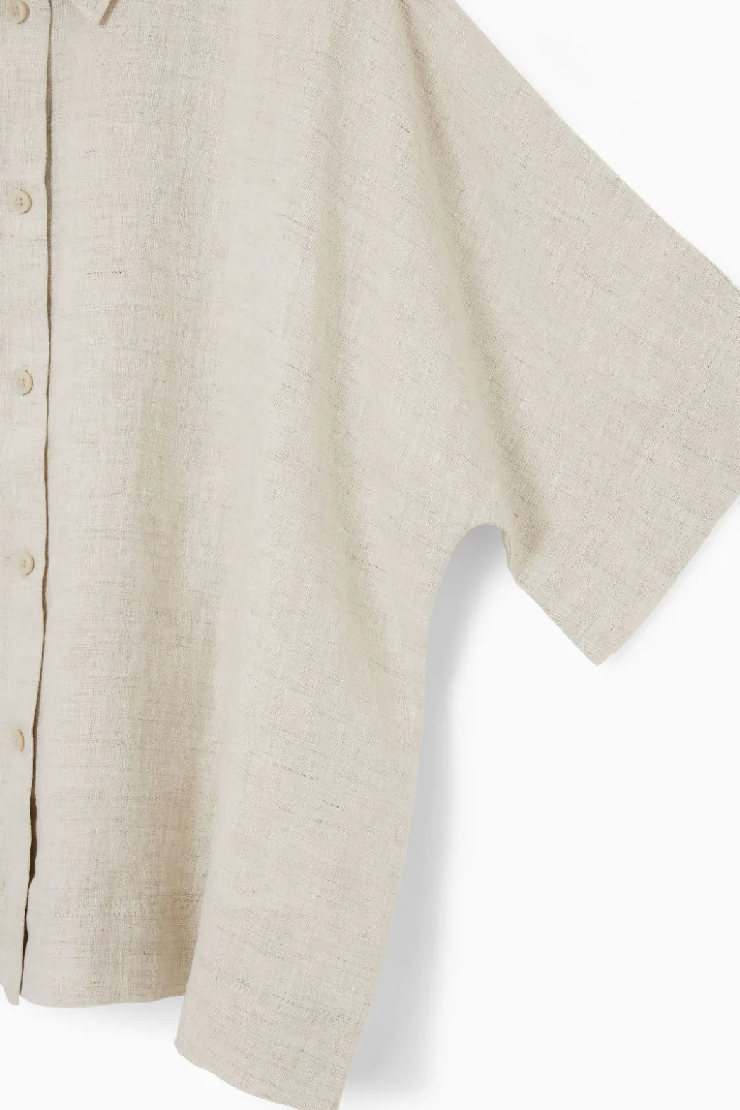 Sale COS SHORT-SLEEVED LINEN SHIRT STONE