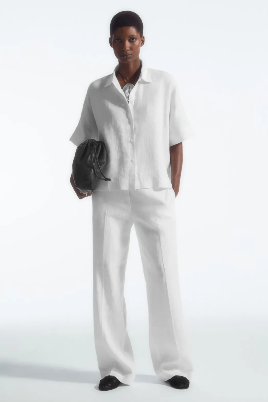 COS SHORT-SLEEVED LINEN SHIRT WHITE
