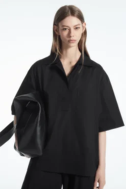 COS SHORT-SLEEVED RESORT SHIRT BLACK