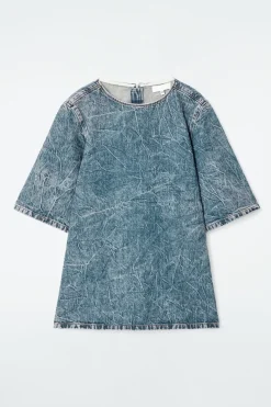 Outlet COS SHORT-SLEEVED WASHED-DENIM TOP BLUE