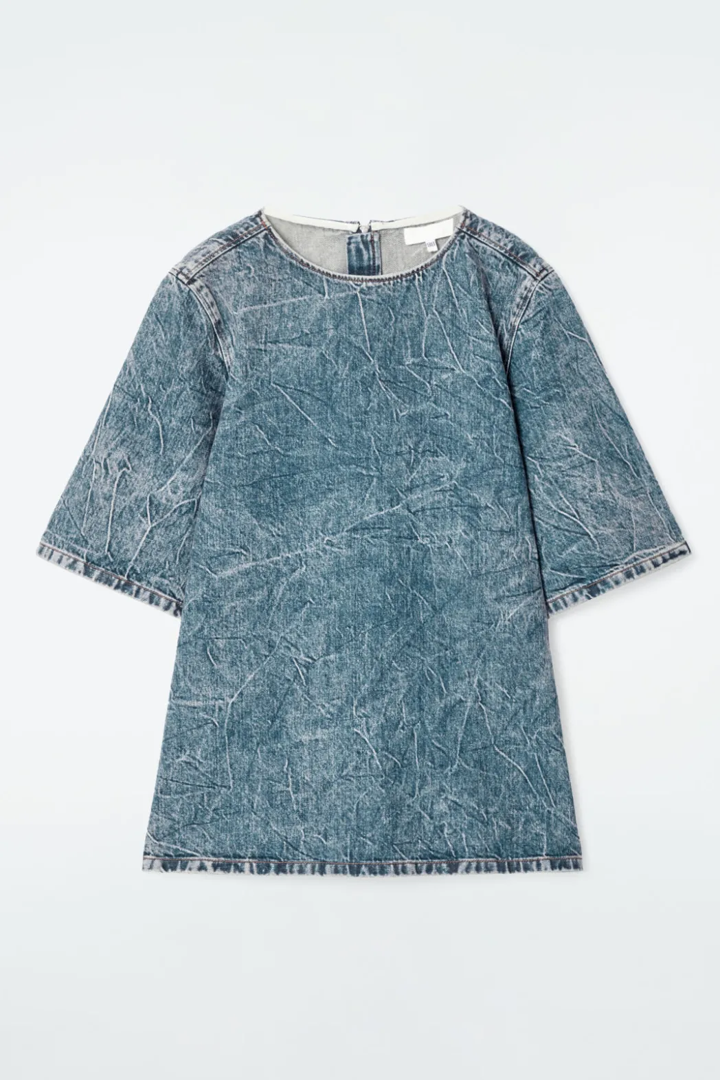 Outlet COS SHORT-SLEEVED WASHED-DENIM TOP BLUE