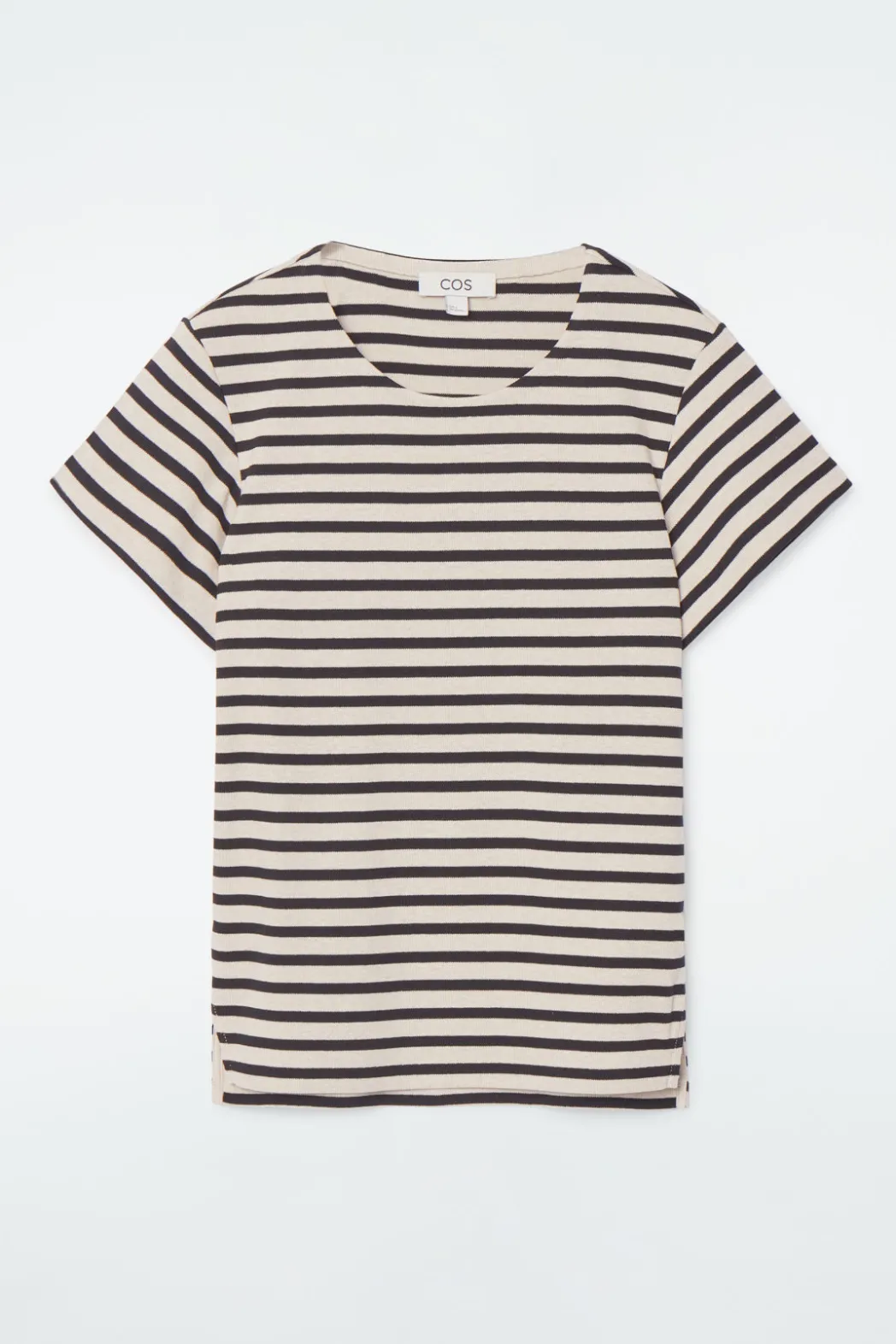 Hot COS SHRUNKEN SLIM RIBBED T-SHIRT CREAM / STRIPED