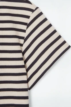 Hot COS SHRUNKEN SLIM RIBBED T-SHIRT CREAM / STRIPED