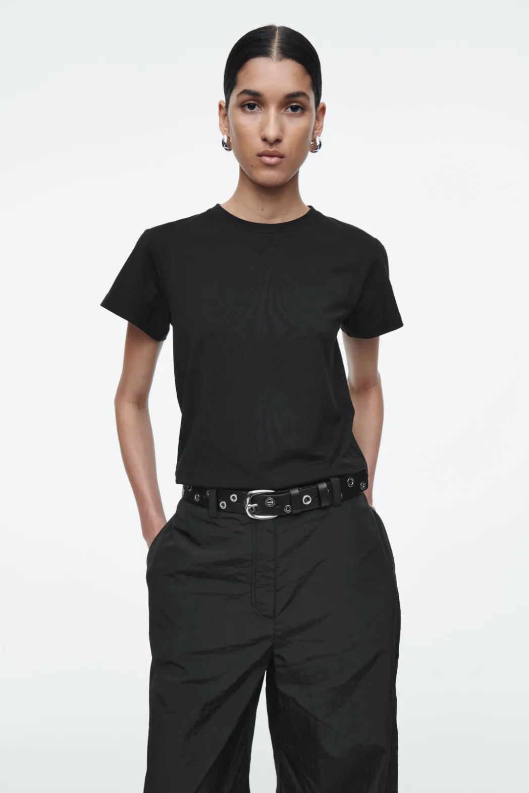 COS SHRUNKEN SLIM T-SHIRT BLACK
