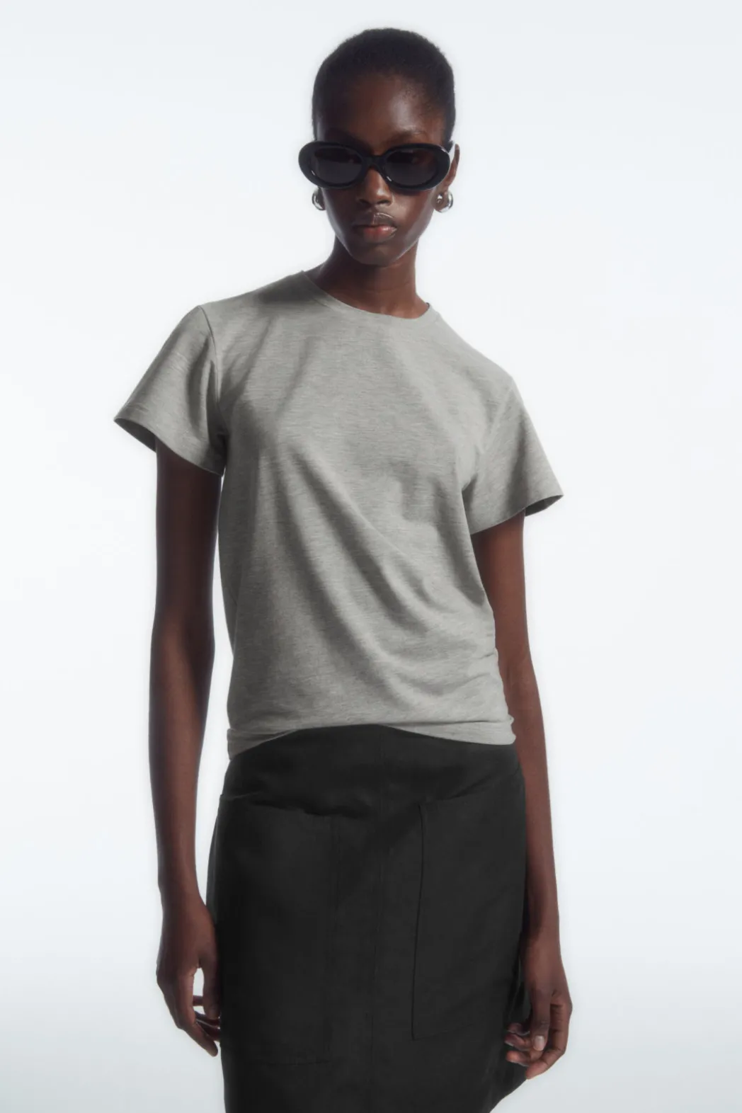 Sale COS SHRUNKEN SLIM T-SHIRT GRAY MARL