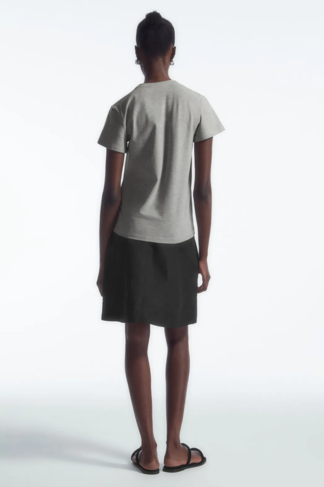 Sale COS SHRUNKEN SLIM T-SHIRT GRAY MARL