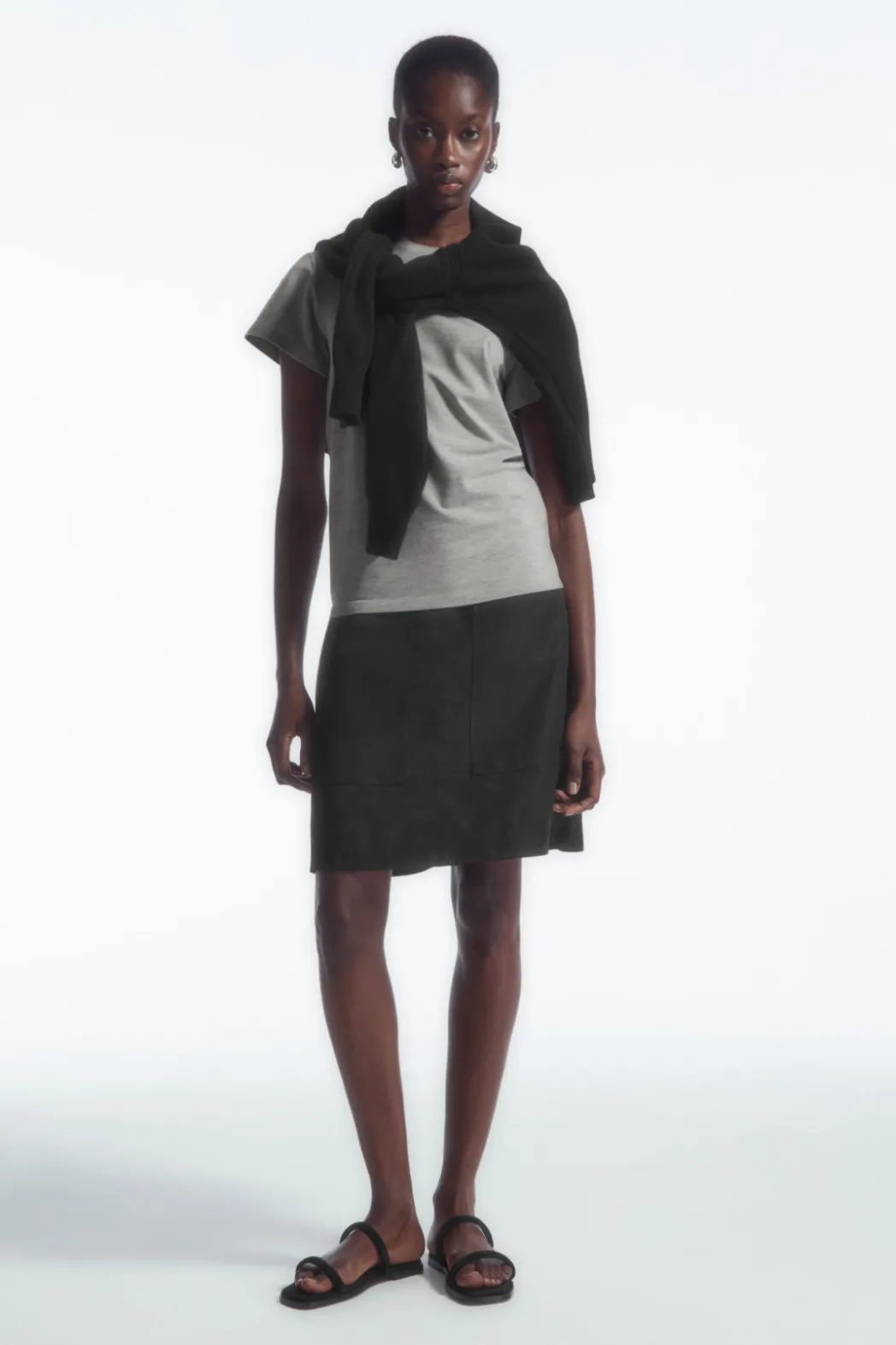 Sale COS SHRUNKEN SLIM T-SHIRT GRAY MARL