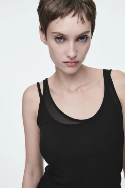 Best COS SILK TANK TOP BLACK