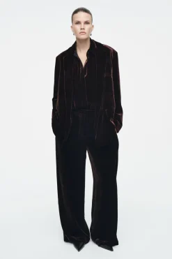 New COS SILK-BLEND VELVET BLAZER MAHOGANY