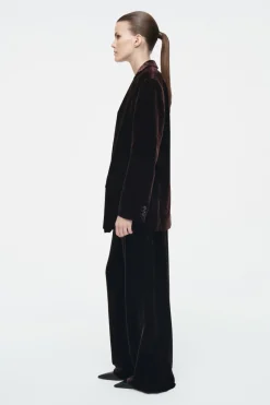New COS SILK-BLEND VELVET BLAZER MAHOGANY