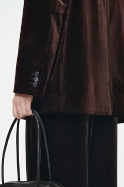 New COS SILK-BLEND VELVET BLAZER MAHOGANY